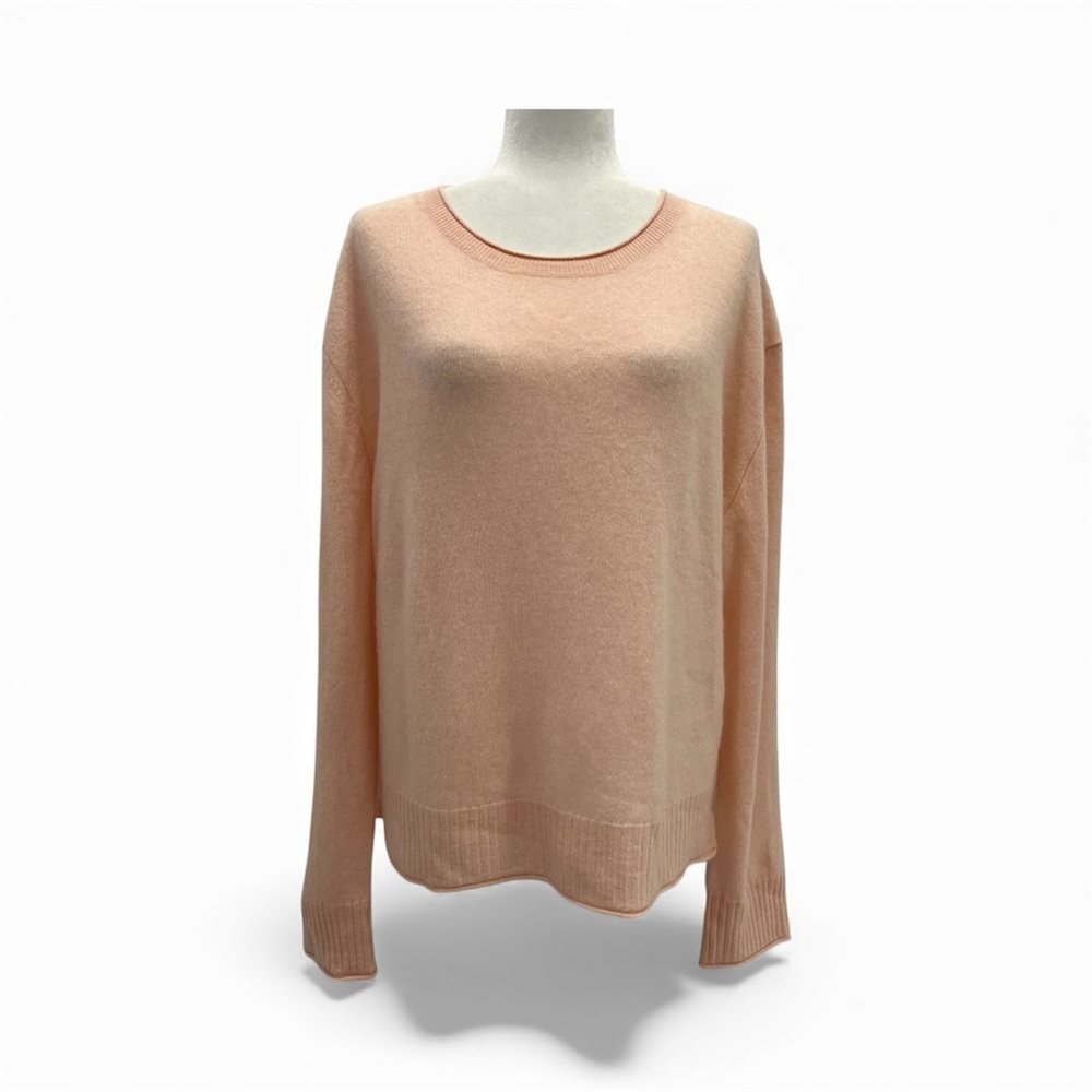 Rachel Zoe 2 Ply 100% Cashmere Peach orange Crewneck Sweater Sz XL, Soft, Cozy